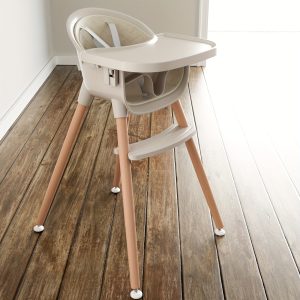 Wooden 3-in-1 Infant and Toddler High Chair, Modern Design, Easy to Clean, Beige Color