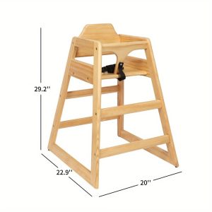 Wooden Double Solid Wood Feeding, Eat & Grow Portable High Chair, Easy-to-Clean Baby Booster Chair - Natural Finish