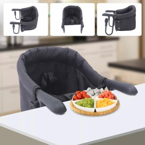 OUKANING High Chair Portable Clip on High Chairs Fast Table Chair Seat Black with Anti-slip Serrations Can Be Taken on Vacation, on A Trip, To Visit Friends, or To Restaurants