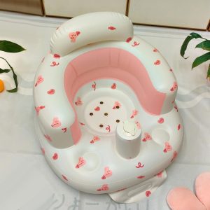 Baby Inflatable Seat Bunny Print Back Support Sofa with Air Pump for Infants