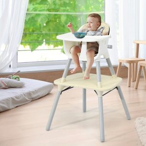 Multigot 4-in-1 Multifunctional Convertible Baby Highchair, Infant High Dining Chair wu002F5-point Harness, Removable & Adjustable Tray, Highchair Table & Chair Set for Babies and Toddlers, Beige