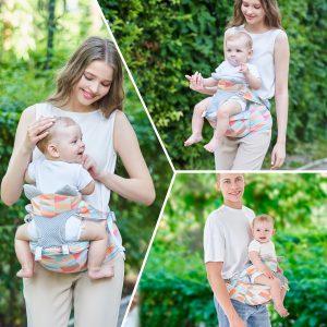 Geometric Pattern Hip Carrier, Toddler Front Carrier With Lumbar Support, Baby Waist Stool