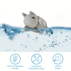 Cute Cartoon Elephant Water Thermometer, Bathroom Pool Three-in-one Accurate Water Thermometer, Room Thermometer, Including Button Battery, Christmas Birthday Gift